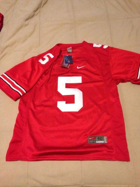 #5 BRAXTON MILLER Ohio State Buckeyes NCAA QB Red Mint Throwback Jersey