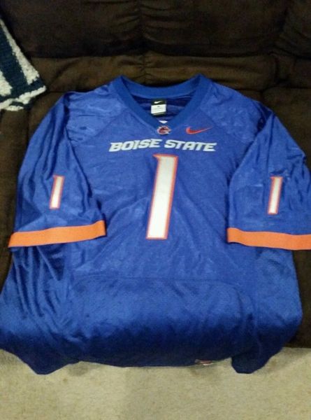 #1 BOISE STATE Broncos NCAA Football Blue Mint Throwback Jersey
