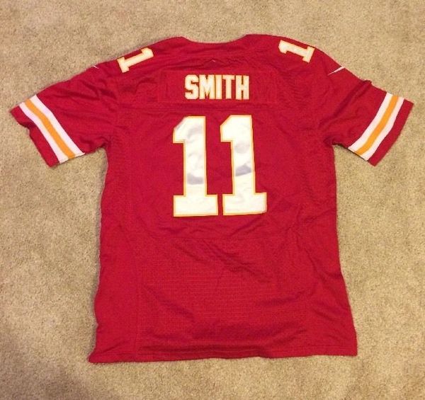 11 ALEX SMITH Kansas City Chiefs NFL QB Red Mint Throwback Jersey