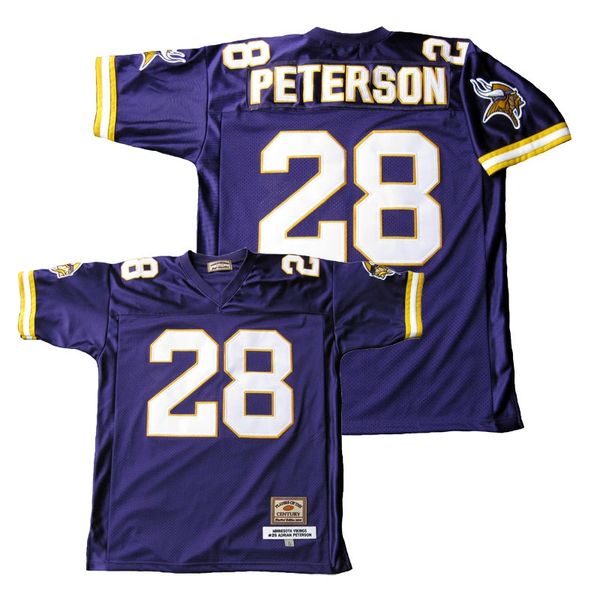 #28 ADRIAN PETERSON Minnesota Vikings NFL RB Purple JH Mint Throwback Jersey