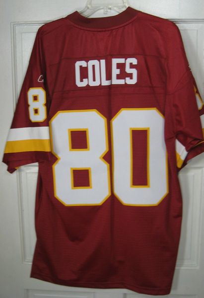 2004 WASHINGTON REDSKINS COLES #80 REEBOK ON FIELD JERSEY (HOME) L -  Classic American Sports