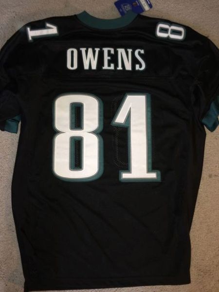 81 TERRELL OWENS Philadelphia Eagles NFL WR Black Mint Throwback Jersey