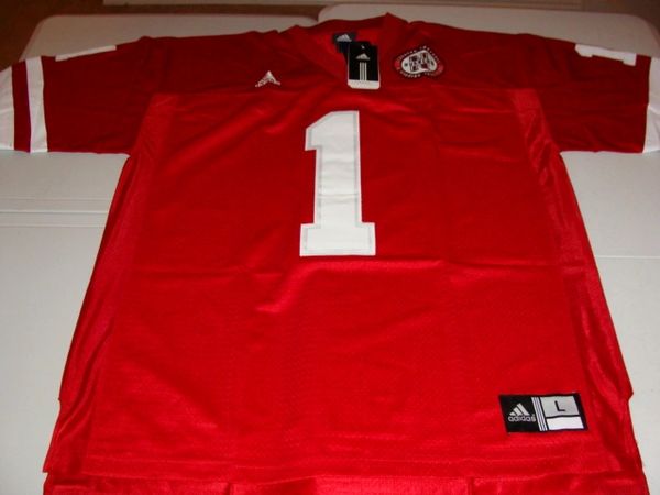 #1 NEBRASKA Corn Huskers NCAA Football Red Mint Throwback Jersey