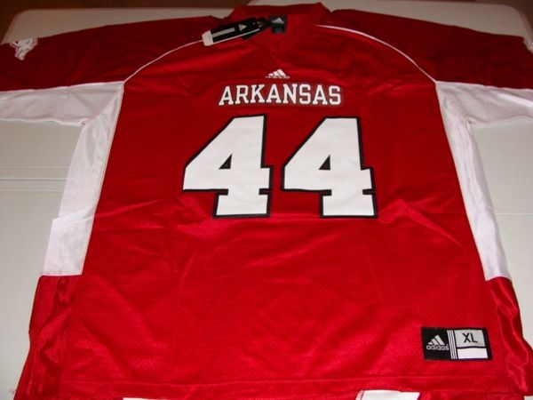 #44 ARKANSAS Razorbacks NCAA Football Red Mint Throwback Jersey