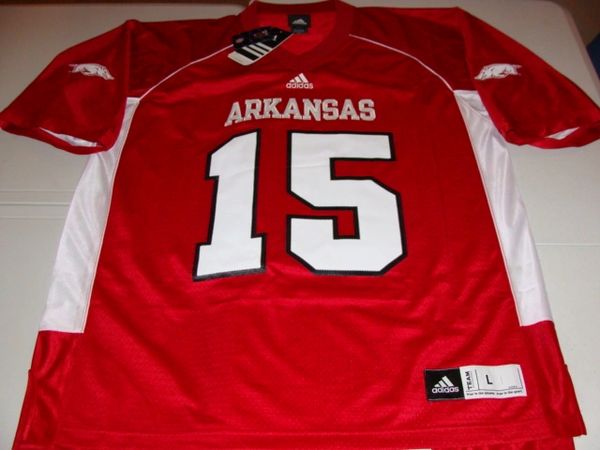 #15 ARKANSAS Razorbacks NCAA Football Red Mint Throwback Jersey