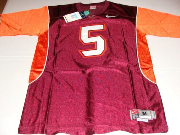 #5 VICK/TAYLOR Virginia Tech Hokies NCAA Football Maroon Mint Throwback Jersey