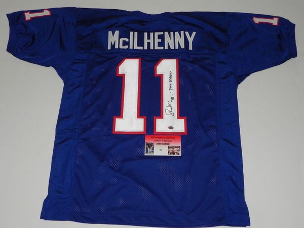 #11 LANCE McILHENNY SMU Mustangs NCAA QB Blue Throwback Jersey AUTOGRAPHED