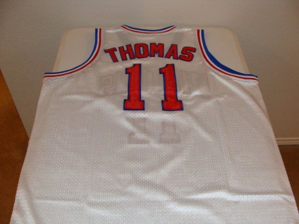 #11 ISIAH THOMAS Detroit Pistons NBA Guard White Throwback Jersey