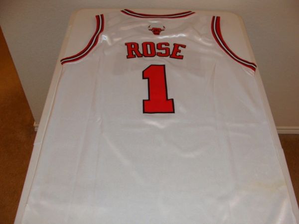 #1 DERRICK ROSE Chicago Bulls NBA Guard White Throwback Jersey