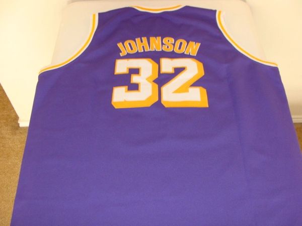 #32 EARVIN JOHNSON Los Angeles Lakers NBA Guard Purple Throwback Jersey