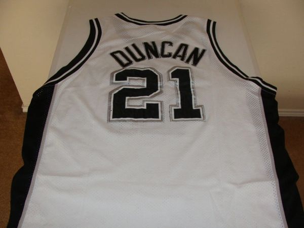 #21 TIM DUNCAN San Antonio Spurs NBA PF/Center White Throwback Jersey