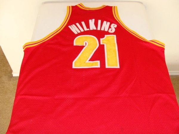 #21 DOMINIQUE WILKINS Atlanta Hawks NBA Forward Red Throwback Jersey