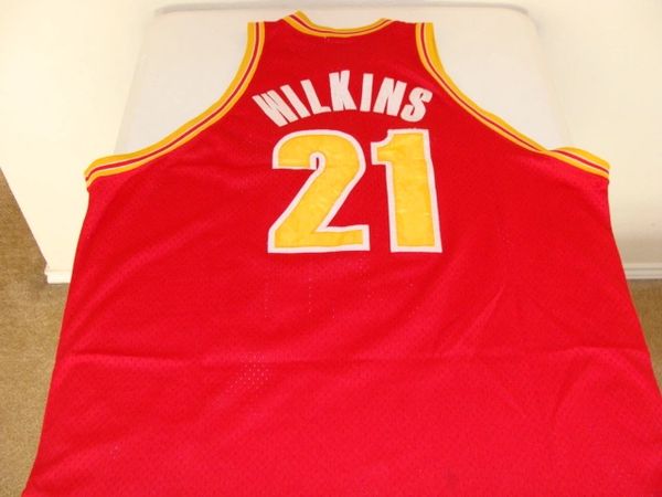 21 DOMINIQUE WILKINS Atlanta Hawks NBA Forward Red Throwback