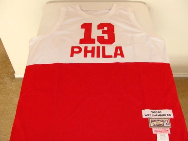 Wilt Chamberlain Philadelphia 76ers Autographed White Mitchell