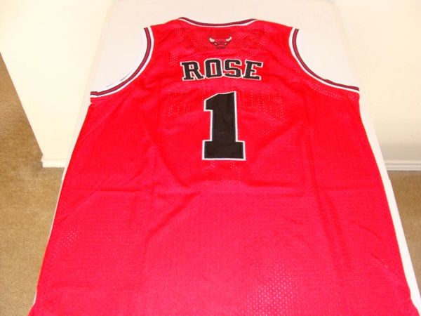 #1 DERRICK ROSE Chicago Bulls NBA Guard Red Throwback Jersey