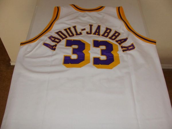 33 KAREEM ABDUL-JABBAR Los Angeles Lakers NBA Center White Throwback Jersey