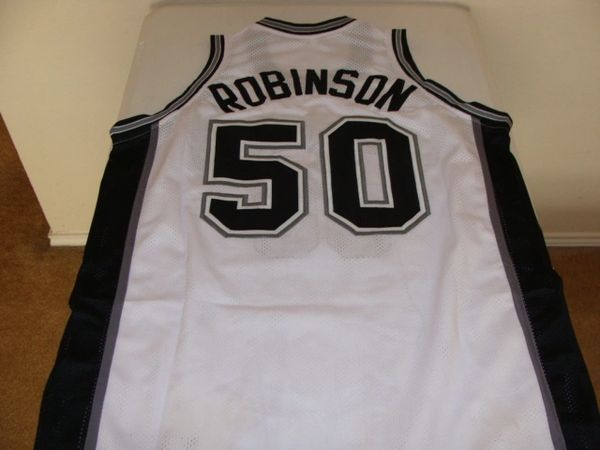 #50 DAVID ROBINSON San Antonio Spurs NBA Center White Throwback Jersey
