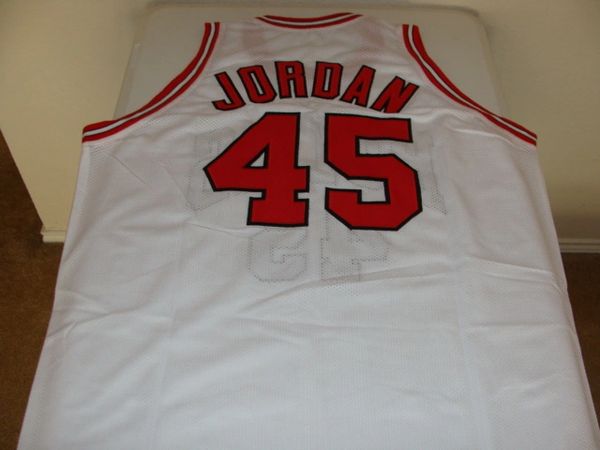 45 MICHAEL JORDAN Chicago Bulls NBA Guard White Comeback Throwback Jersey