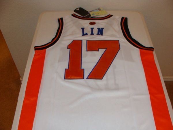 #17 JEREMY LIN New York Knicks NBA Guard White Throwback Jersey