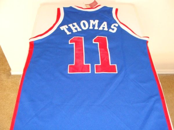 #11 ISIAH THOMAS Detroit Pistons NBA Guard Blue M&N Throwback Jersey