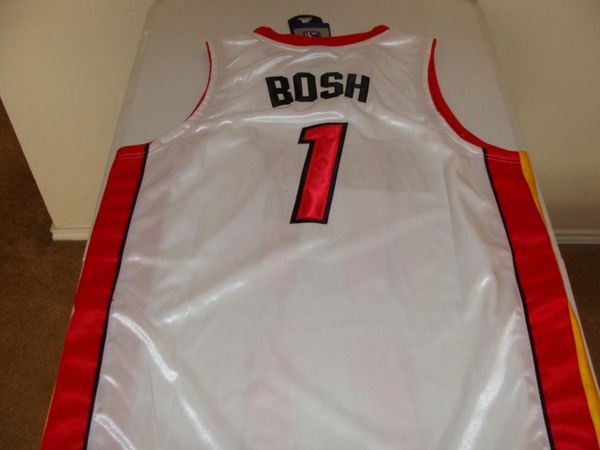 MIAMI HEAT NBA BASKETBALL JERSEY SHIRT #1 BOSH BLACK OUT ADIDAS SIZE XXL 