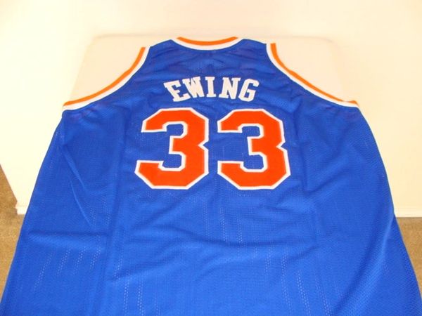#33 PATRICK EWING New York Knicks NBA Center Blue Throwback Jersey