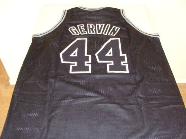 44 GEORGE GERVIN San Antonio Spurs NBA G/F Black Adidas Throwback Jersey