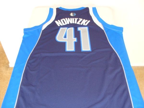 41 DIRK NOWITZKI Dallas Mavericks 'Mavs' NBA Forward Blue Throwback Jersey