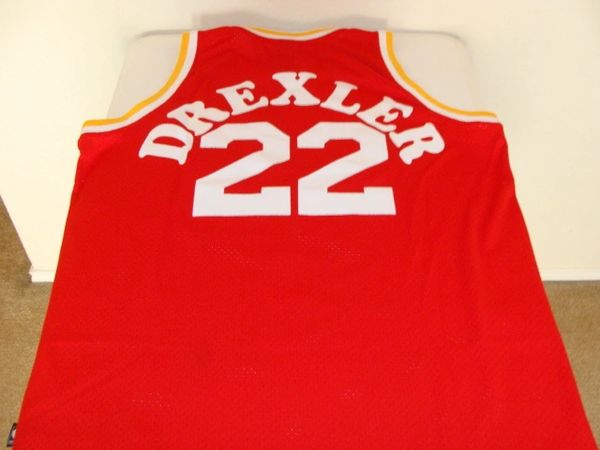 22 CLYDE DREXLER Houston Rockets NBA SG/SF Red Throwback Jersey