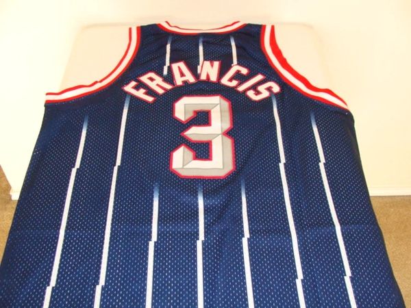 3 STEVE FRANCIS Houston Rockets NBA Guard Blue PS Throwback Jersey Lone Star Throwbacks