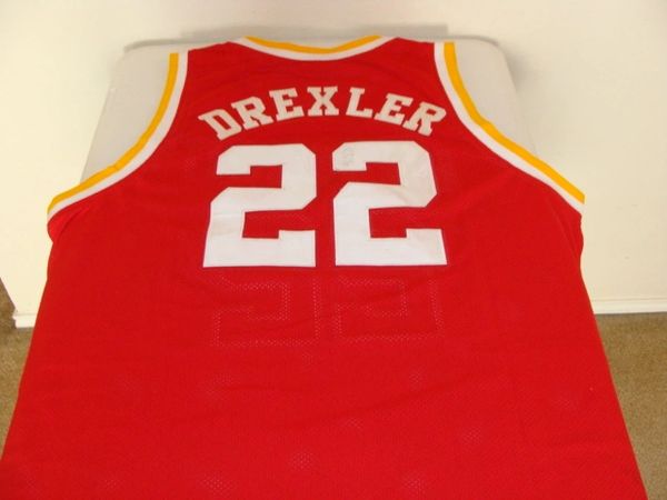 #22 CLYDE DREXLER Houston Rockets NBA SG/SF Red M&N Throwback Jersey