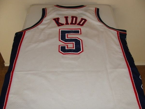 #5 JASON KIDD New Jersey Nets NBA Guard White Throwback Jersey