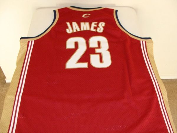 #23 LeBRON JAMES Cleveland Cavaliers NBA Forward Red Throwback Adult Jersey