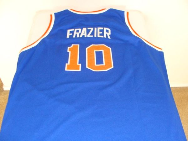 #10 WALT FRAZIER New York Knicks NBA Guard Blue Throwback Jersey