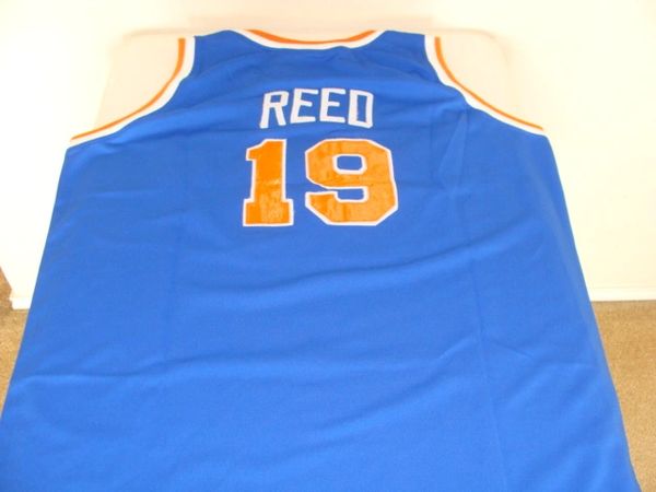 #19 WILLIS REED New York Knicks NBA Center Blue Throwback Jersey