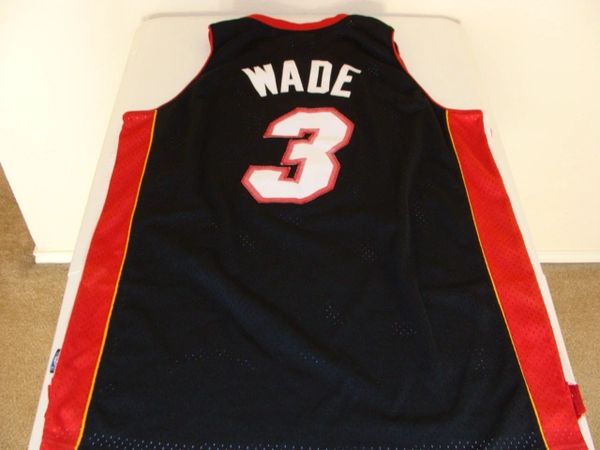 #3 DWYANE WADE Miami Heat NBA Guard Black Throwback Jersey | Lone Star ...