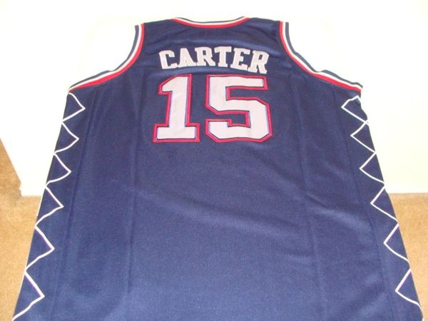 #15 VINCE CARTER New Jersey Nets NBA SG/SF Blue Throwback Jersey