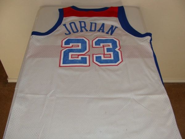 23 MICHAEL JORDAN Washington Bullets NBA Guard White Throwback Jersey Lone Star Throwbacks