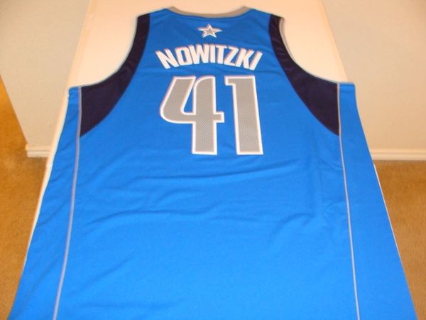 #41 DIRK NOWITZKI Dallas Mavericks NBA Forward Light Blue Throwback Jersey