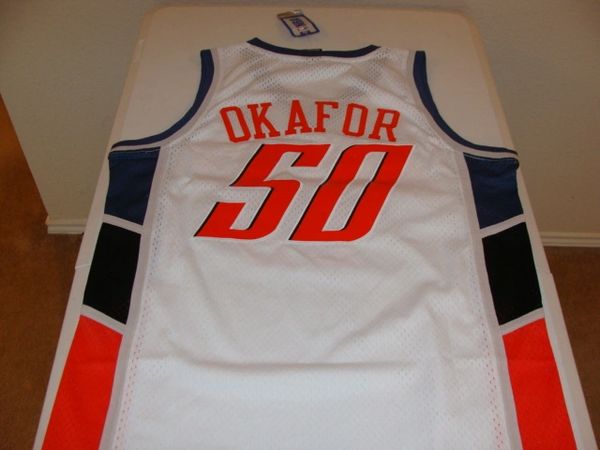 #50 EMEKA OKAFOR Charlotte Bobcats NBA PF/Center White Throwback Jersey