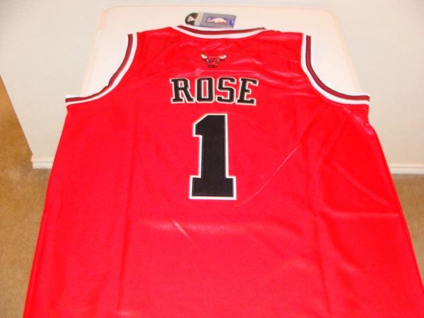 1 DERRICK ROSE Chicago Bulls NBA Guard Red 20th Anniv Throwback Jersey