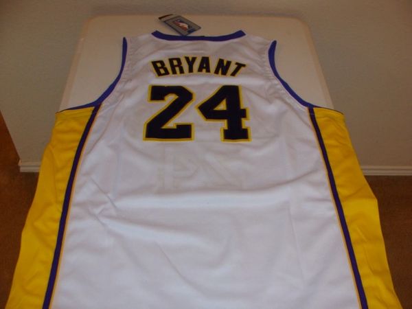 adidas Lakers Kobe Bryant 24 White Swingman Jersey Mens Sz 52