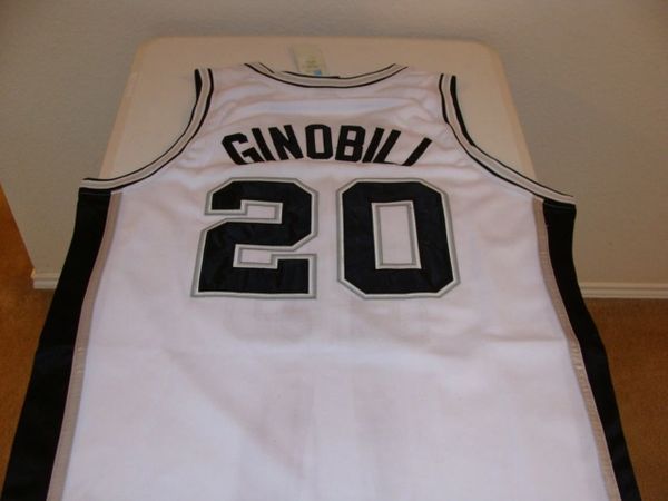 #20 MANU GINOBILI San Antonio Spurs NBA Guard White Throwback Jersey