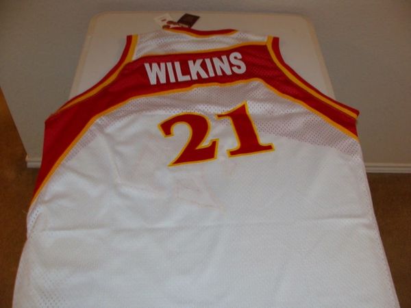 #21 DOMINIQUE WILKINS Atlanta Hawks NBA Forward White/Red Mint Throwback Jersey