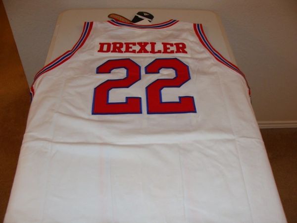 #22 CLYDE DREXLER Houston Cougars NCAA Forward White Mint Throwback Jersey