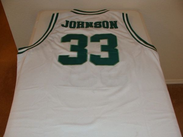 #33 EARVIN JOHNSON Michigan State Spartans NCAA Guard White Throwback Jersey