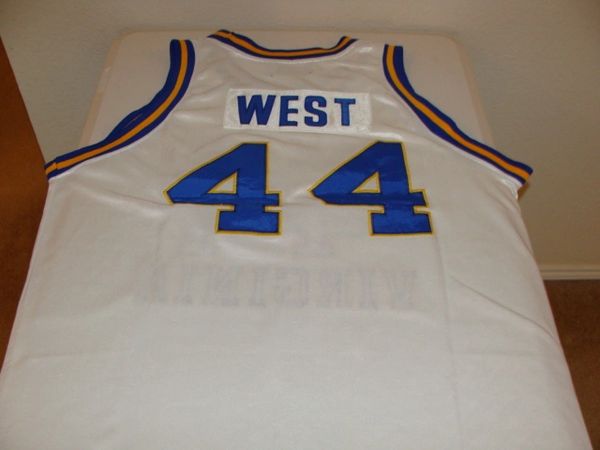 #44 JERRY WEST West Virginia Mountaineers NCAA Forward White Throwback Jersey