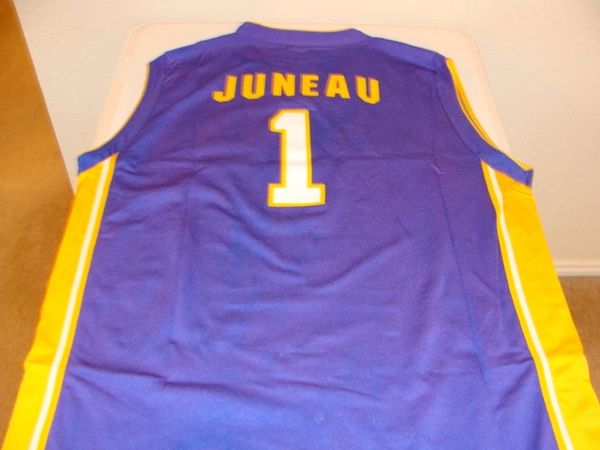 1 JAMELLE JUNEAU McNeese State Cowboys NCAA Guard Purple Throwback Jersey