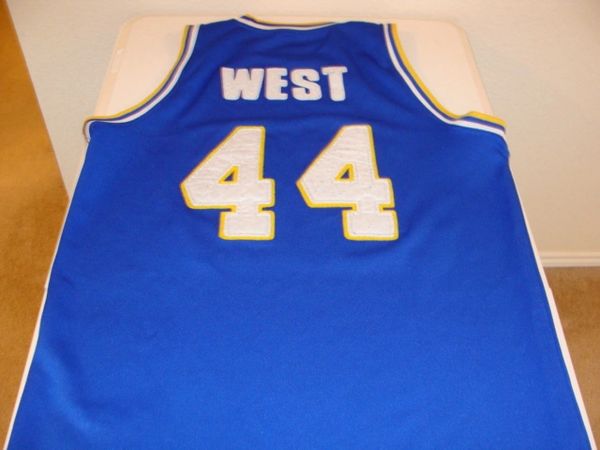 #44 JERRY WEST West Virginia Mountaineers NCAA Forward Blue Throwback Jersey