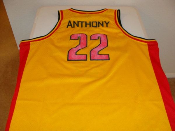 #22 CARMELO ANTHONY Oak Hill Academy Forward Yellow Throwback Jersey